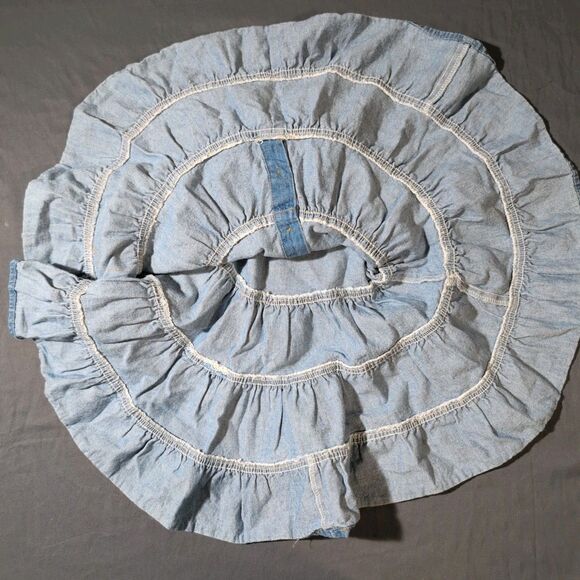 Vintage Baby Guess Denim Ruffle Dress Size 24 Months Button Up Tiered Blue CUTE - Picture 10 of 11